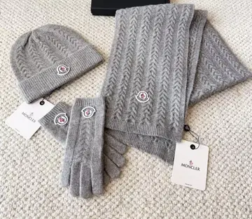 MONCLER 그레이 니트 모자 머플러 장갑 세트