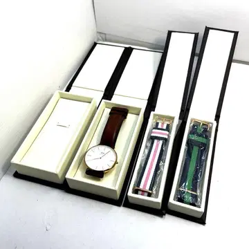 DW 손목시계 브라운 가죽 교환용 스트랩 포함 다니엘 웰링턴