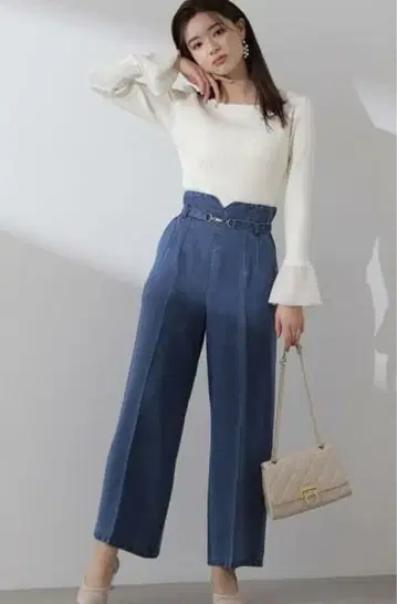 프로포션 2024년 구매 비트 벨트 데님 와이드 팬츠