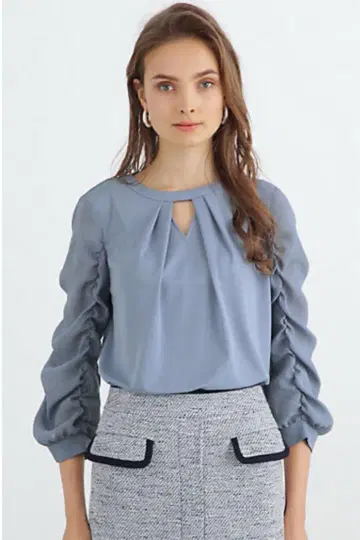 PINKY&DIANNE 개더 슬리브 콤비 티셔츠