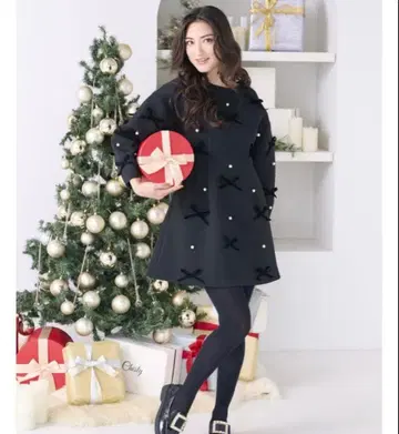 chesty ayano x chesty 벨로아 리본 펄 원피스 사이즈 0