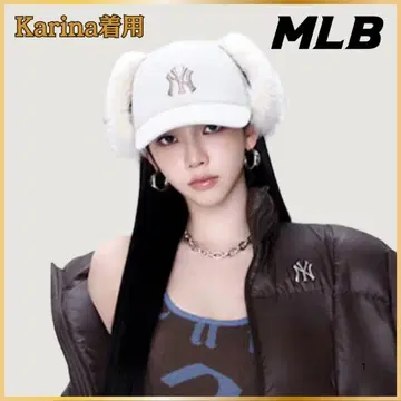 새상품 카리나 착용 MLB 이어 플랩 캡 플라이트 캡 TWS