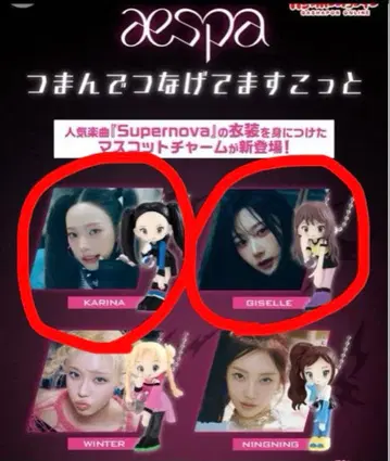 aespa 카리나 지젤 츳만데 츠나게테 마스코트 볼체인 ver