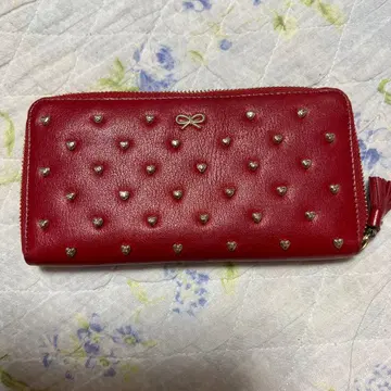빨간색 하트 모양 스터드 장지갑