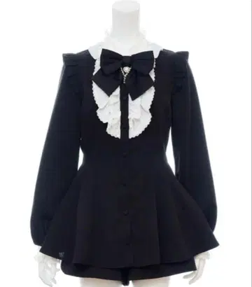 시크릿허니 액세서리 리본 긴팔 셋업 블랙