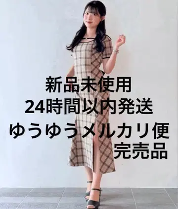 [ 미사용 새상품 ] NOMAE 체크 백리본 롱 원피스