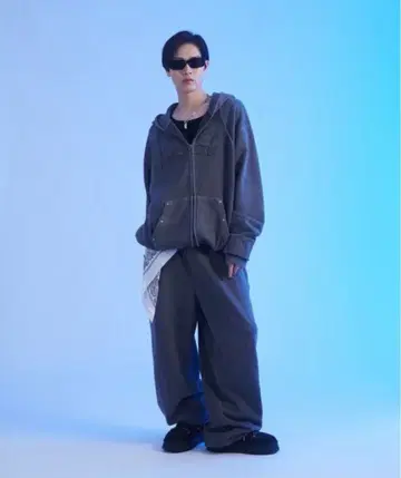 피그먼트 가공 지퍼 후드티 스웨트 팬츠 SETUP 남성용 여성용