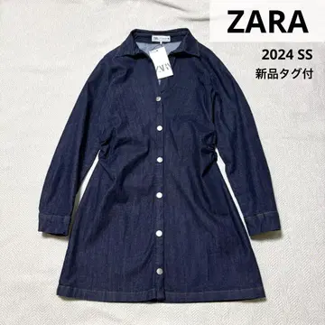 택 포함 새상품 자라 2024 허리 개더 데님 원피스