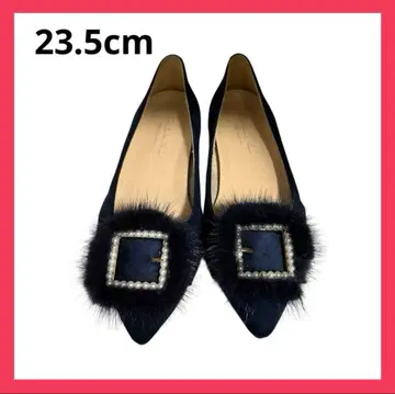 미사용 새상품 [ 모드 에 자코모 ] 펌프스 스웨이드 퍼