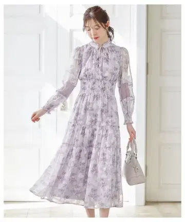 tocco closet 허리 셔링 플라워 자카드 레이스 원피스