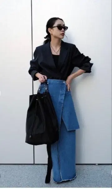 데님 도킹 컴바인 스커트 24인치