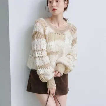 Kastane 시스루 MIX 니트 S 사이즈 아이보리