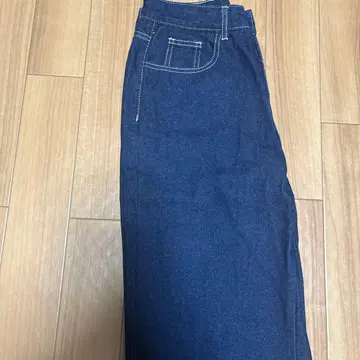 다크 네이비 데님 와이드 팬츠