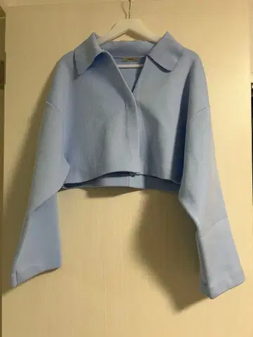 라이트 블루 크롭 가디건 M
