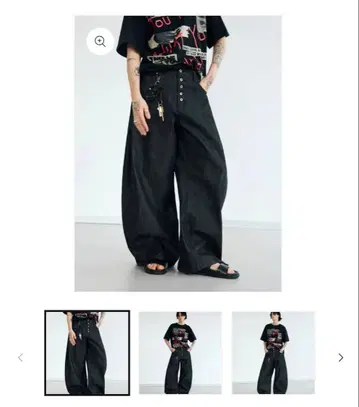 Peoplesense 블랙 청바지 와이드 팬츠 L 사이즈 골드 버튼