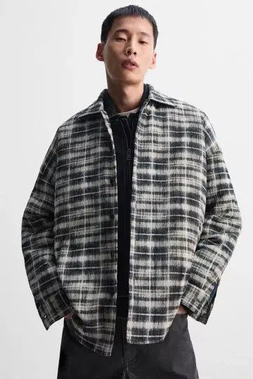 ZARA 퀼트 가공 체크 무늬 자켓 L