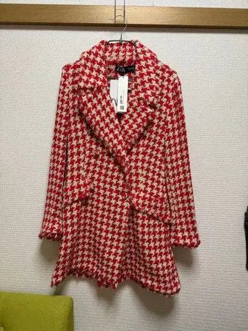 ZARA 트위드 코트 하운드투스