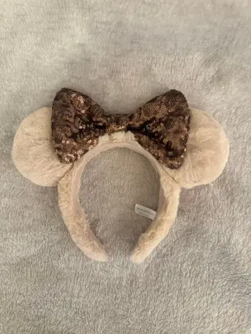 미키 귀 머리띠 스팽글 리본