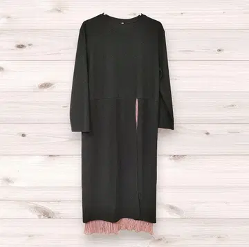 블랙 플리츠 롱 원피스