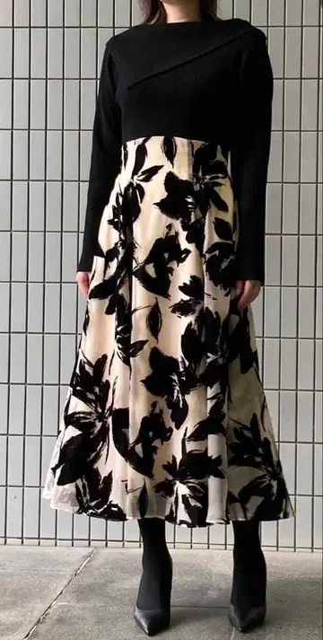 [ 클리닝 완료 ] CELFORD: 플로키 니트 도킹 원피스