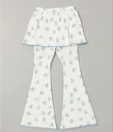 poppy 아사기니뇨 리브 팬츠 팬츠 꽃무늬 미니 꽃무늬