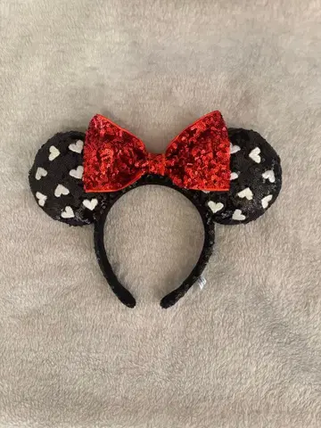 디즈니 하트 무늬 머리띠 스팽글