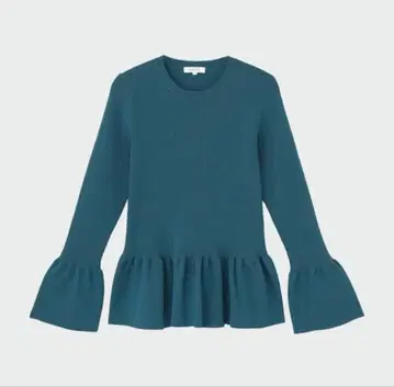 프릴 슬리브 페플럼 스웨터