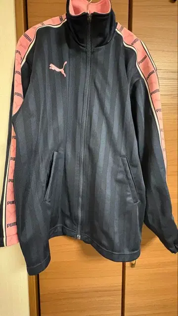 PUMA 네이비 핑크 스트라이프 저지 S-M