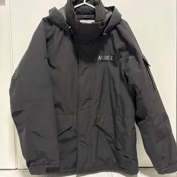 AVIREX 블랙 패딩 자켓 필드 자켓 후드 부착
