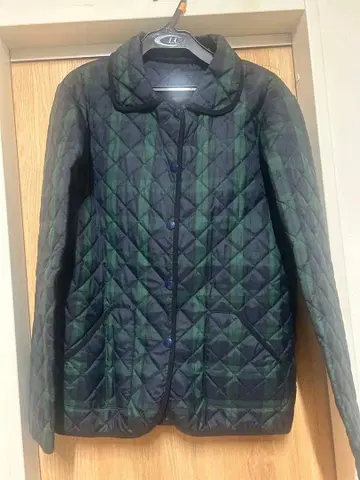 퀼팅 자켓 그린/블랙 체크 핸드메이드