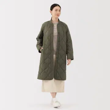 무인양품 2025 포근한 솜 퀼팅 코트 L 카키 그린