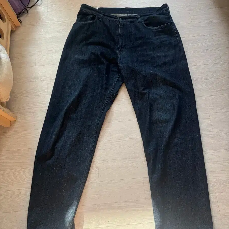 EMOSTANCECLUB LEATHERPATCH FLARED JEANS 【EMOSTANCECLUB】LEATHER