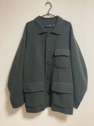 UNIQLO +J 울 블렌드 오버사이즈 셔츠 자켓 올리브 L