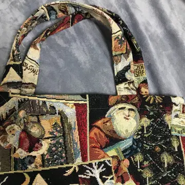 새상품 미사용 크리스마스 패턴 토트백 크리스마스 산타 눈 트리