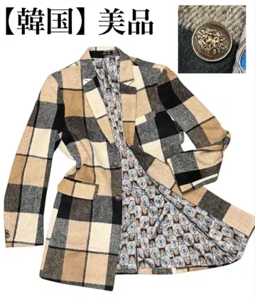 한국 체크 무늬 테일러드 자켓 남녀 공용 안감 올 패턴