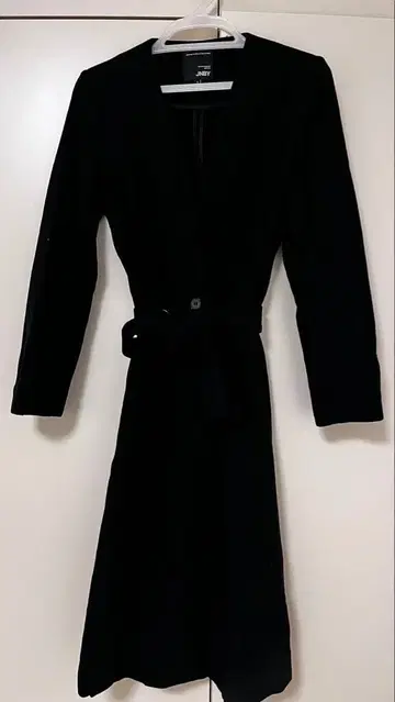 블랙 체스터 코트 허리 벨트 포함