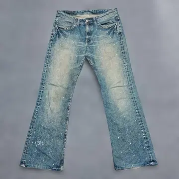 Y2K MEN'S BIGI 데미지 플레어 데님 스톤 갸루