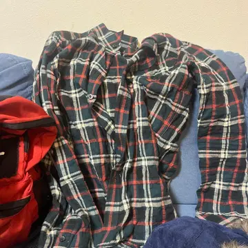 나노 유니버스 플란넬 셔츠 사이즈 38 네이비와 레드