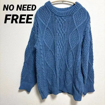 NO NEED 케이블 짜임 니트 스웨터 F 사이즈 파랑