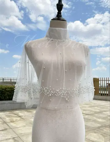 화이트 쉬폰 브라이덜 케이프/숄