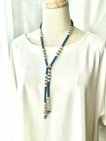 [ 1점 ] 비즈 목걸이 롱 블루 스와로브스키 델리카 비즈