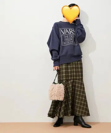 체크 머메이드 스커트