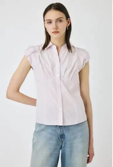 MOUSSY 핀스트라이프 핏 셔츠 L/PNK1