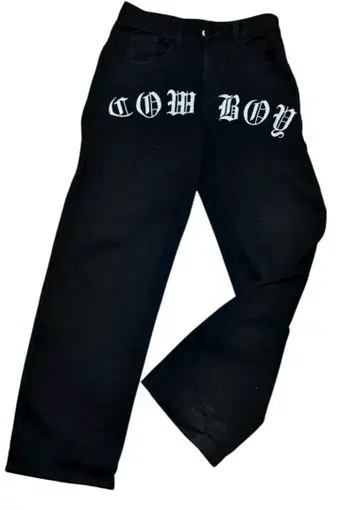 블랙 스트레이트 데님 자수