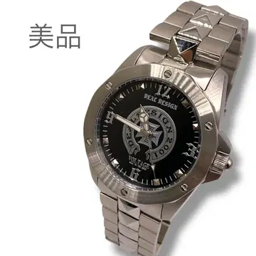 00s Y2K 스터드 워치 손목시계 딜 디자인 실버 블랙 다이얼