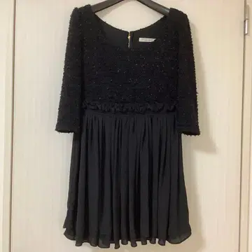 dazzlin 드레스 7부 소매 플레어 원피스 블랙 레이스 스팽글