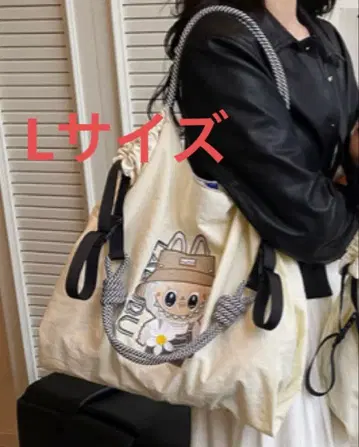 캐릭터 토트백 자수 Labubu 숄더 포함 L 사이즈
