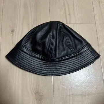 버킷햇 가죽 블랙