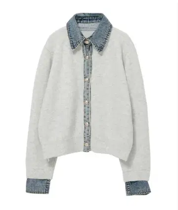 가디건 데님 도킹 니트 화이트