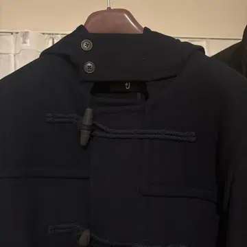 [ 미사용 새상품 ] +J 네이비 더플 코트 후드 부착